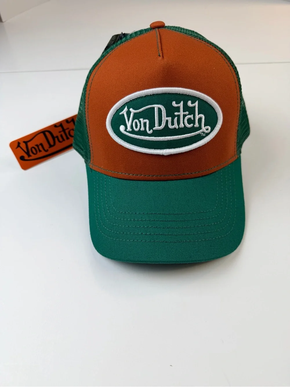 Von Dutch Trucker Hat Orange & Green NWT Y2K very nice!